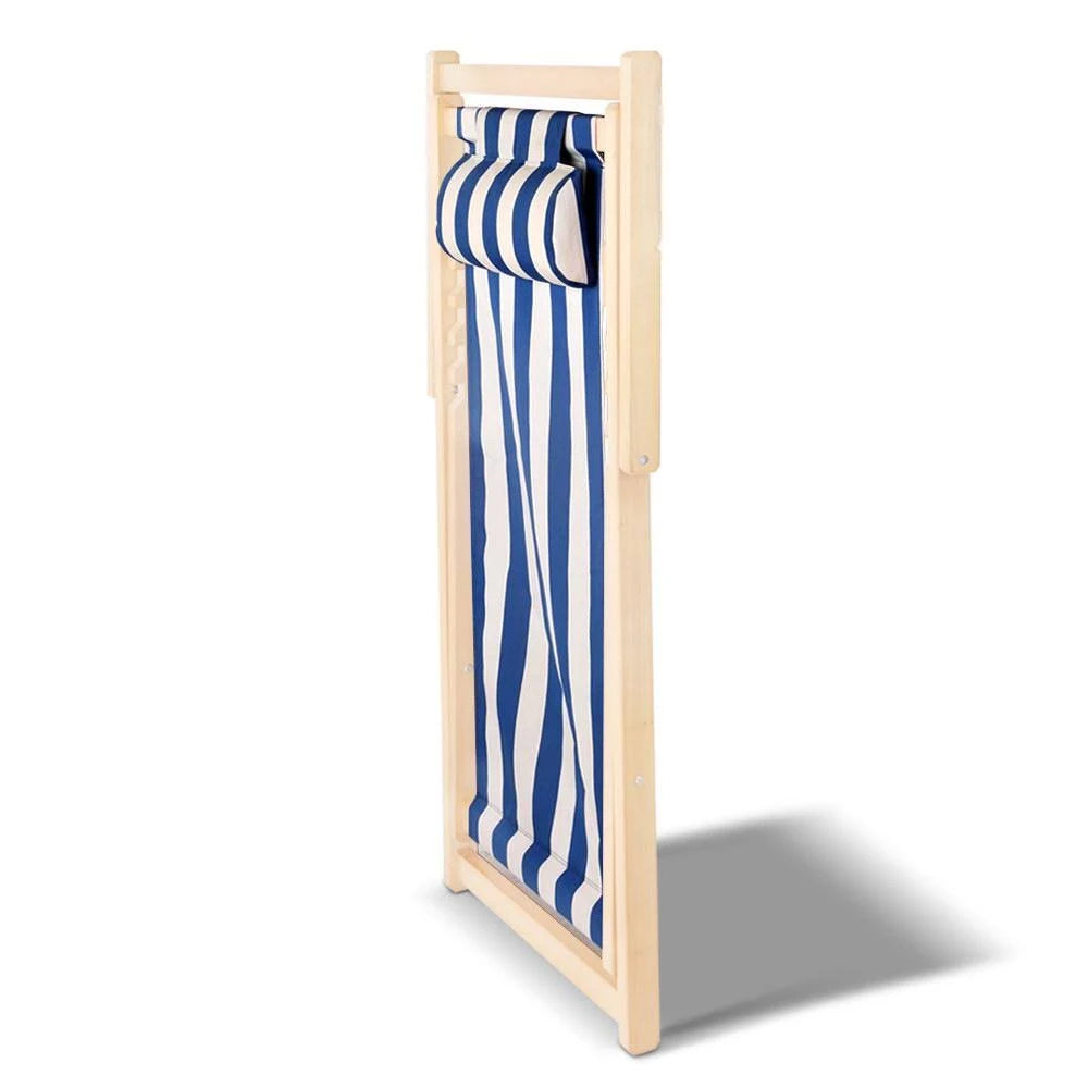 Blue & White Folding Beach Sling Chair E878101