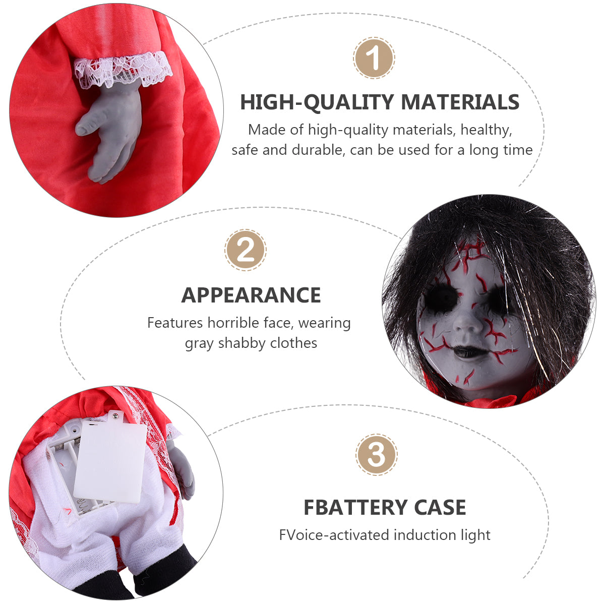 Halloween Voice-activated Induction Glowing Walking Doll P6797