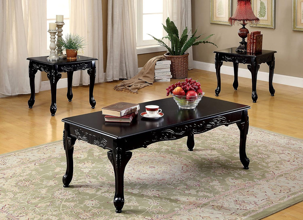 3-Piece Solid Wood Coffee Table Set in Dark Cherry O80793