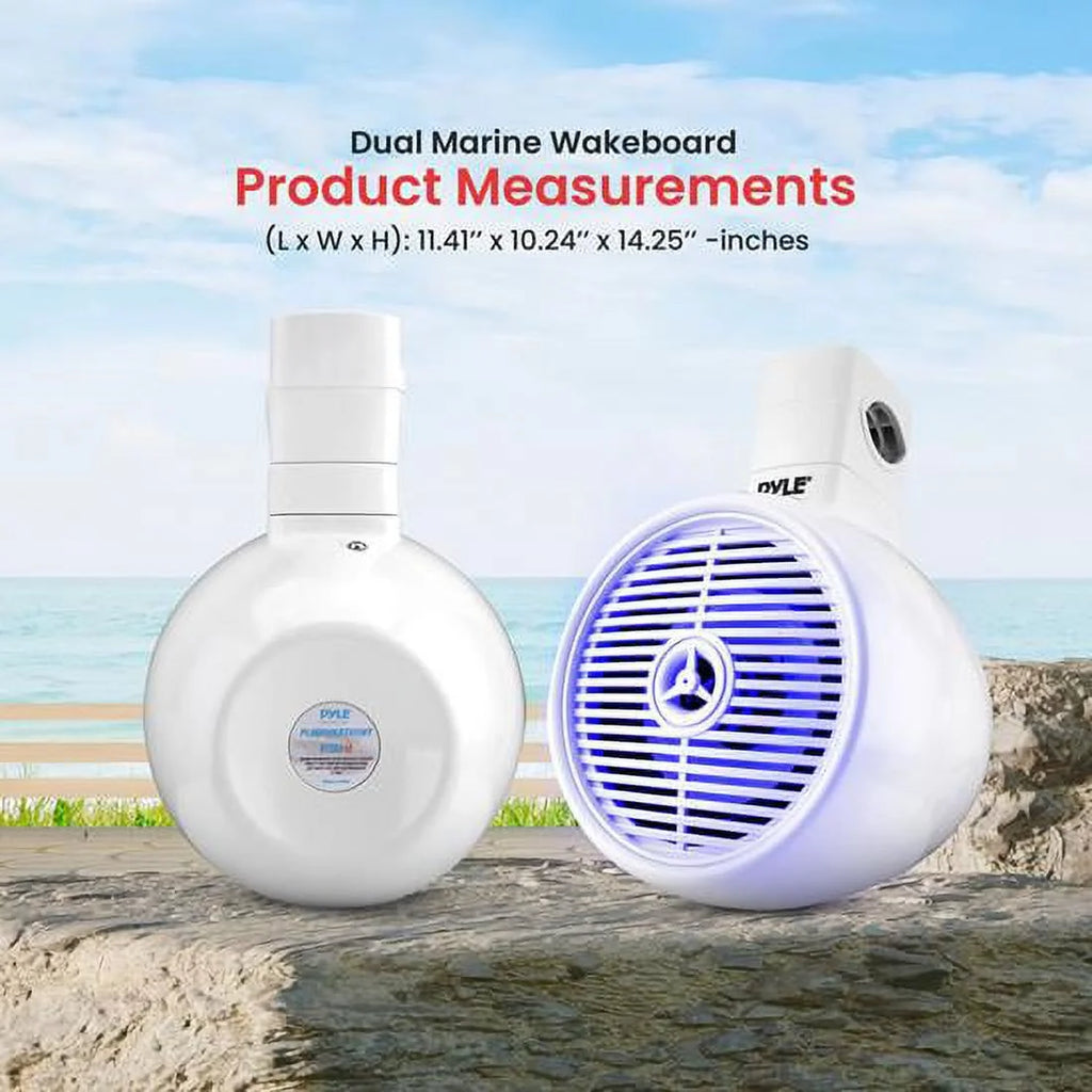White 8” 300W 2-Way Marine Wakeboard Tower Speaker with LED Light and Brackets N791