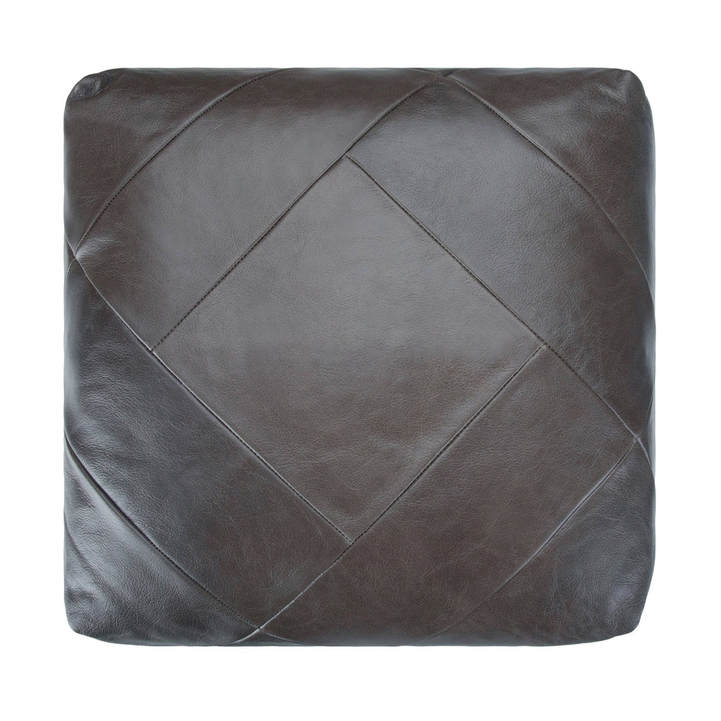Dark Brown Leather Square Pouf N8565
