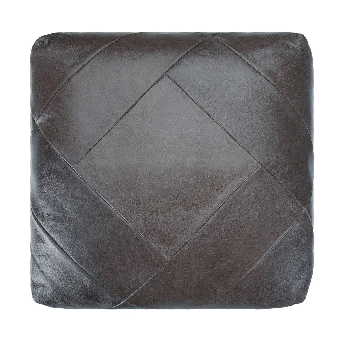 Dark Brown Leather Square Pouf N8565