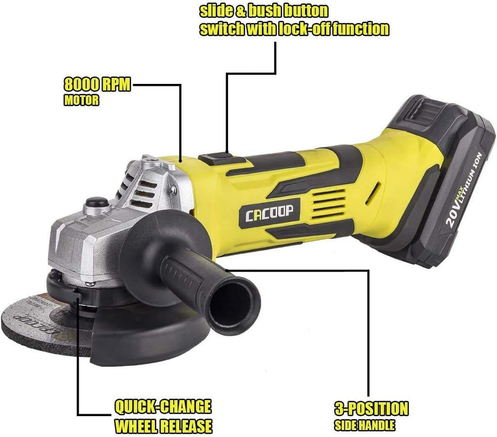 20V 4-1/2" Cordless Angle Grinder with 4.0Ah Battery and Charger, Pack of 2 L699