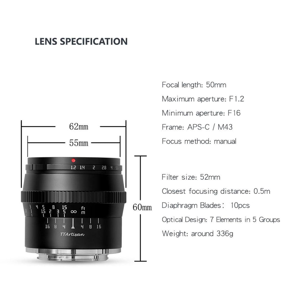 50mm f/1.2 APS-C Lens for MFT Mount Cameras U18717