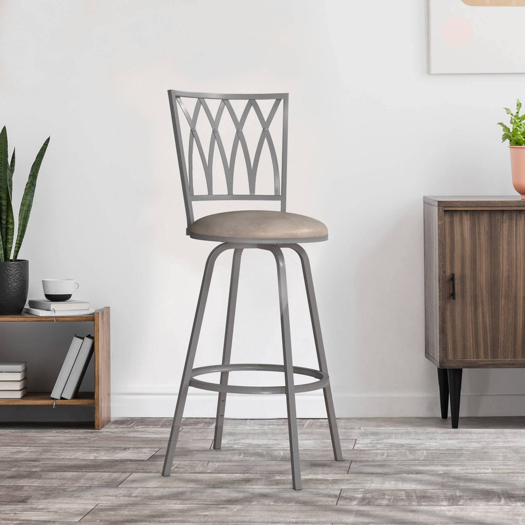 Silver Metal Swivel Adjustable Stool, Set of 2 N375