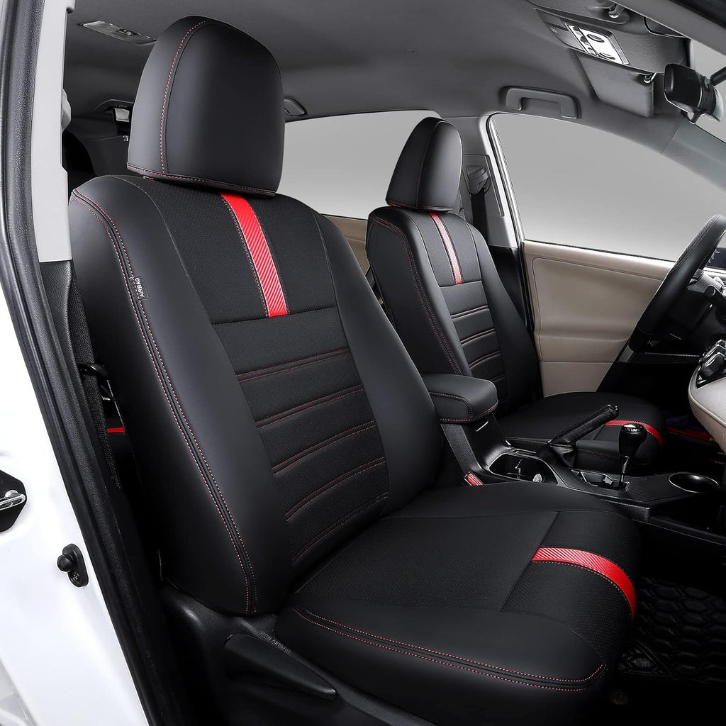 PU Leather Car Seat Covers for 2013-2018 RAV4, Black+Red A7250
