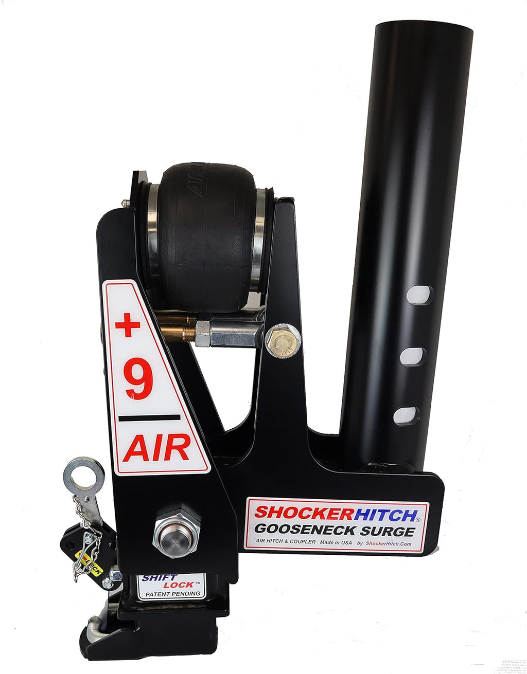Gooseneck Air Hitch & Coupler, Round 4" Straight Pin 30K Coupler 9" Offset W1690