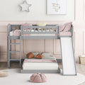Twin Over Twin Bunk Beds with Slide and Staircase (White) X32468