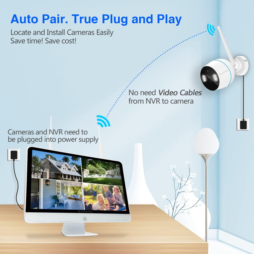 15.6 IPS Monitor 4PCS 3MP Camera Wireless Security Camera System with 2TB HDD X3185