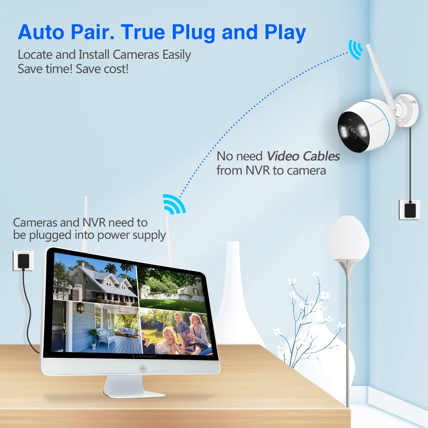 15.6 IPS Monitor 4PCS 3MP Camera Wireless Security Camera System with 2TB HDD X3185