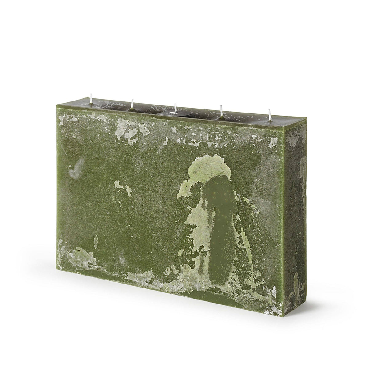 Dark Green Rectangular 5-Wick Pillar Wax Candle R6785