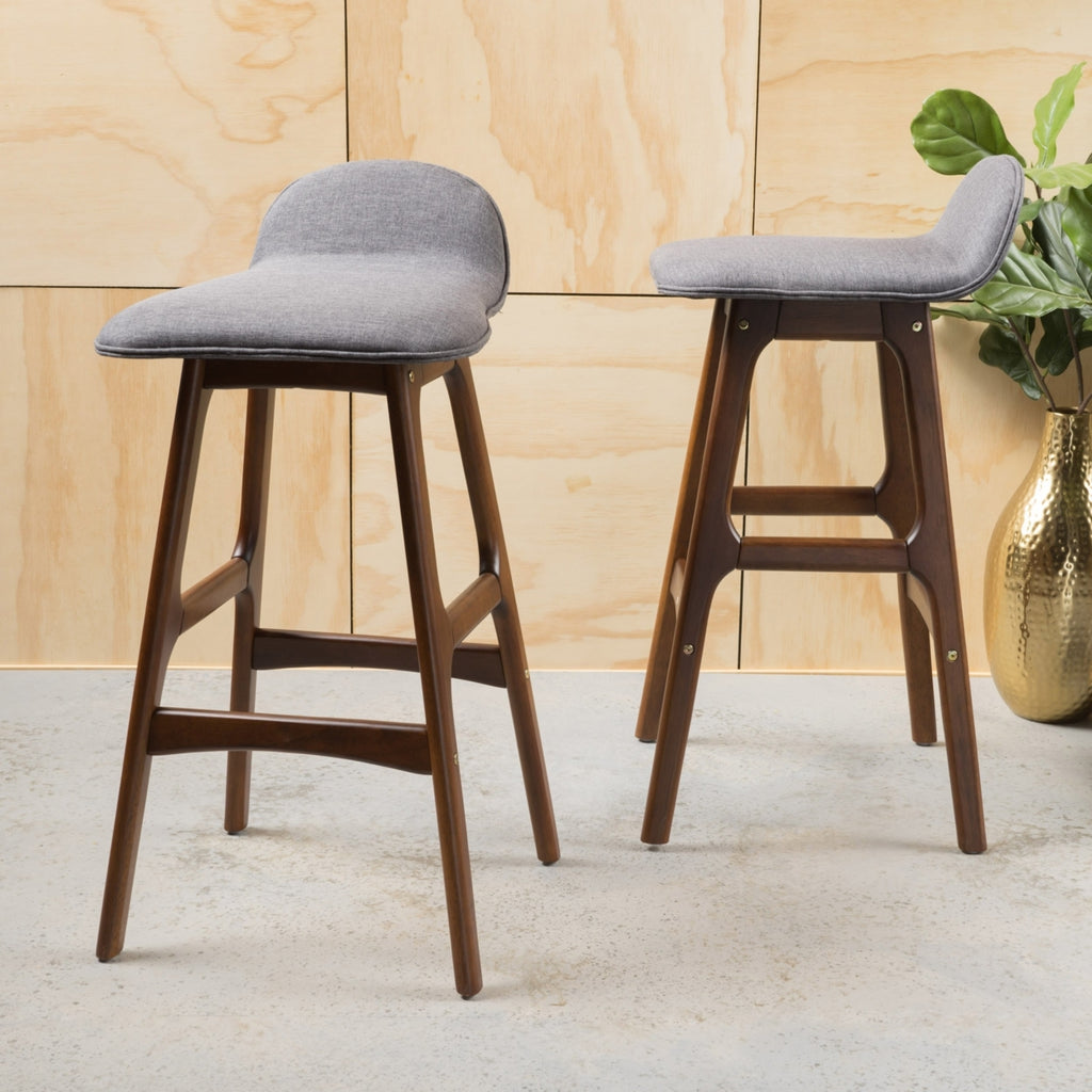 Mid-Century Modern Upholstered Barstools (Set of 2) P195877