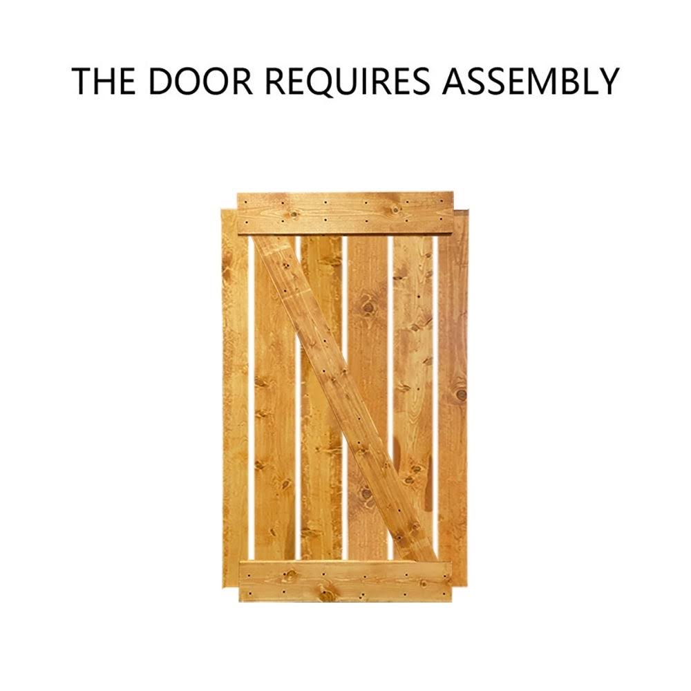 Red Walnut Stained Solid Pine Wood Interior Double Sliding Barn Door with Hardware Kit D13793