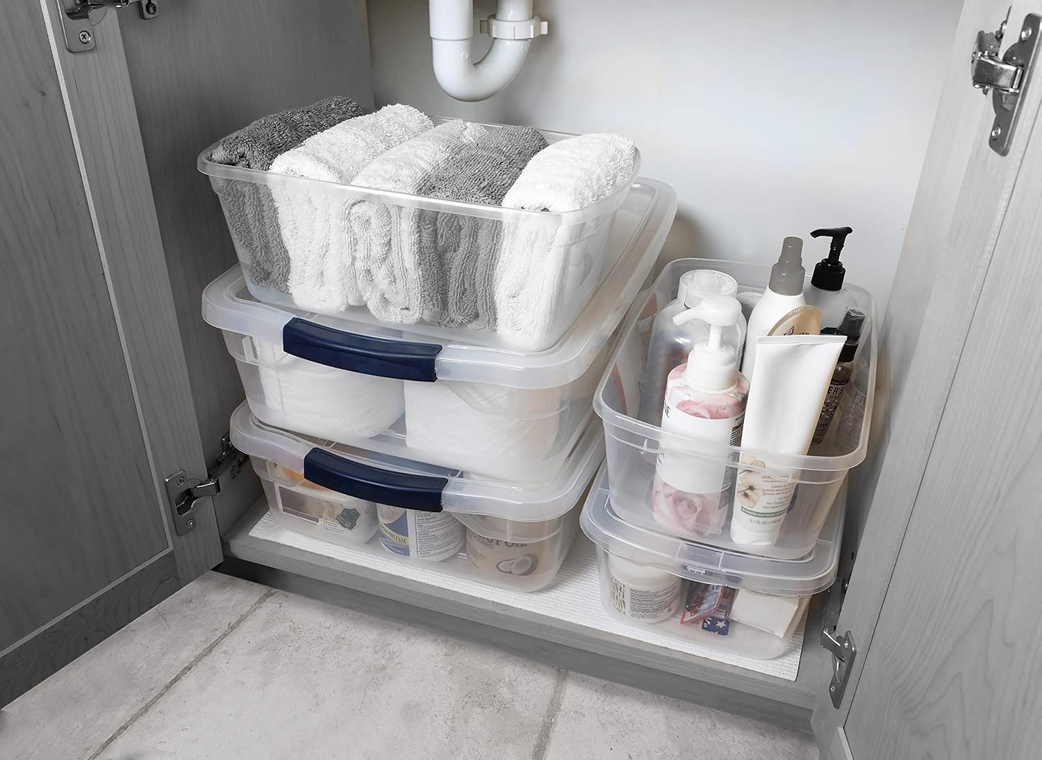 Clear 6 QT Pack of 12 Stackable Plastic Storage Containers with Lids D109
