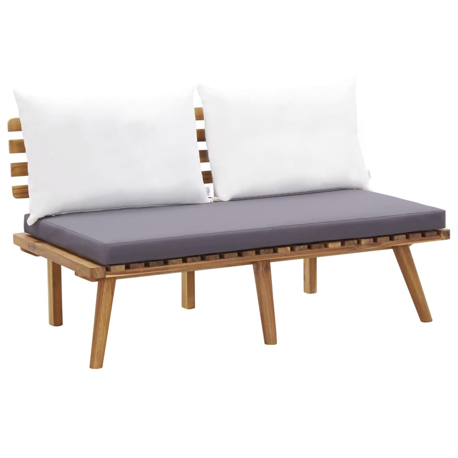 4 Piece Patio Lounge Set with Dark Gray Cushions Acacia Wood Outdoor Sectional Sofa Set V7103