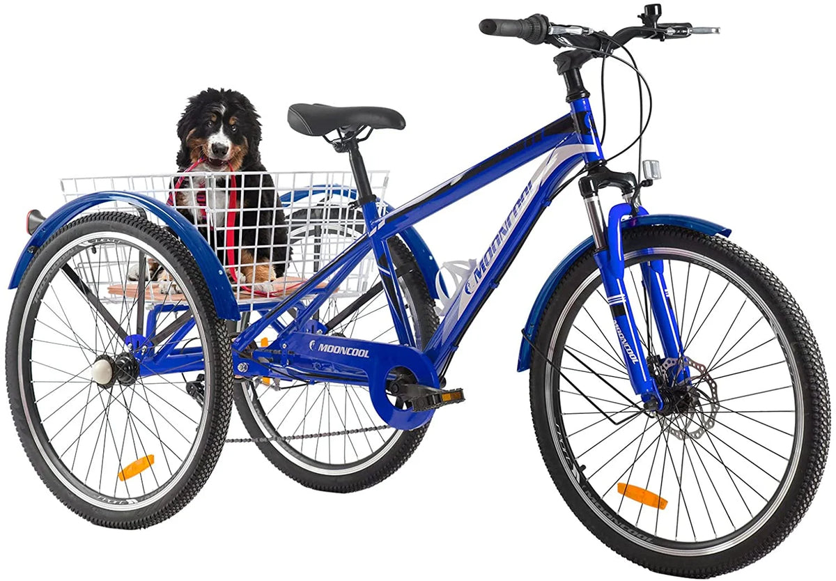 Adult Mountain Tricycle, 7 Speed Three Wheel Bike, 24/26/27.5 inch, 420 lbs Y89923