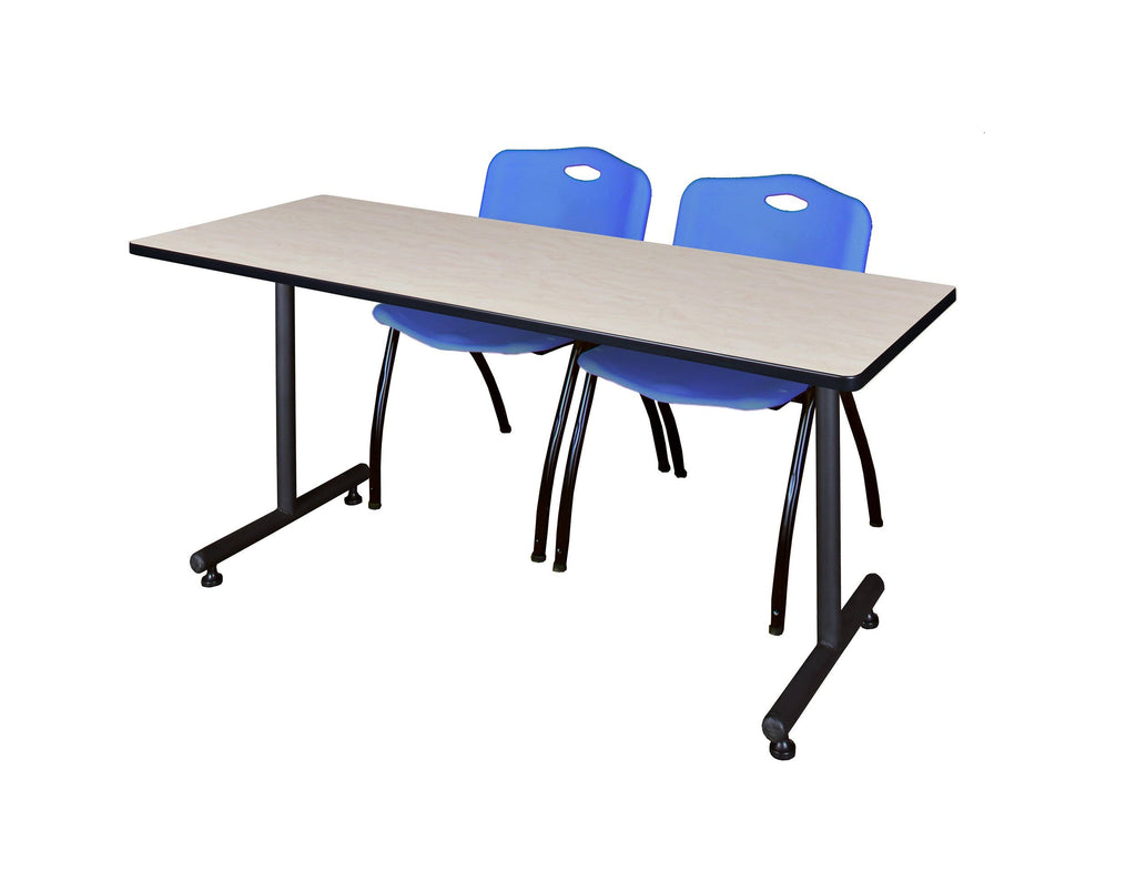 Maple Training Table with 2 Blue Stack Chairs M4074