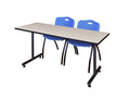 Maple Training Table with 2 Blue Stack Chairs M4074