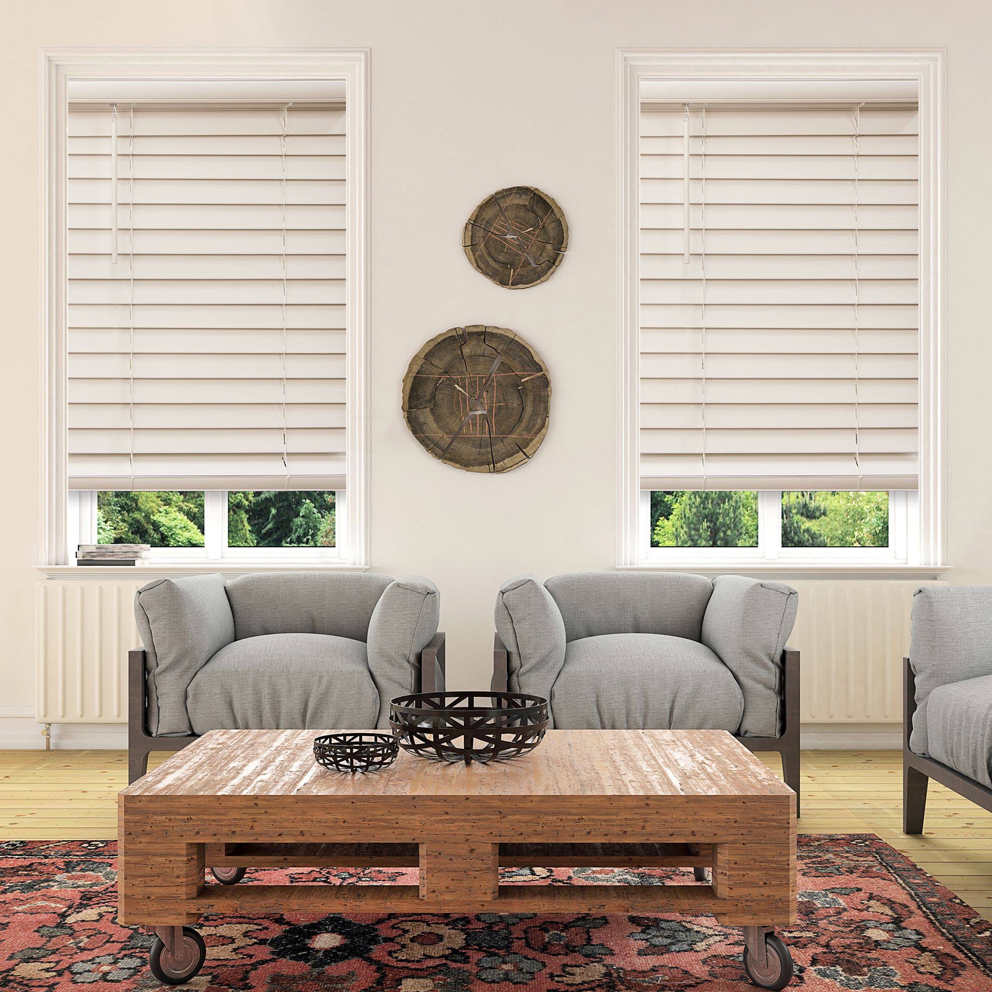 White Faux Wood Cordless Blinds W84085
