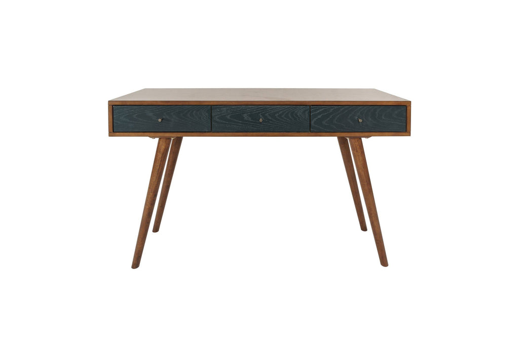 Blue/Pecan 3 Drawer Writing Desk N721652