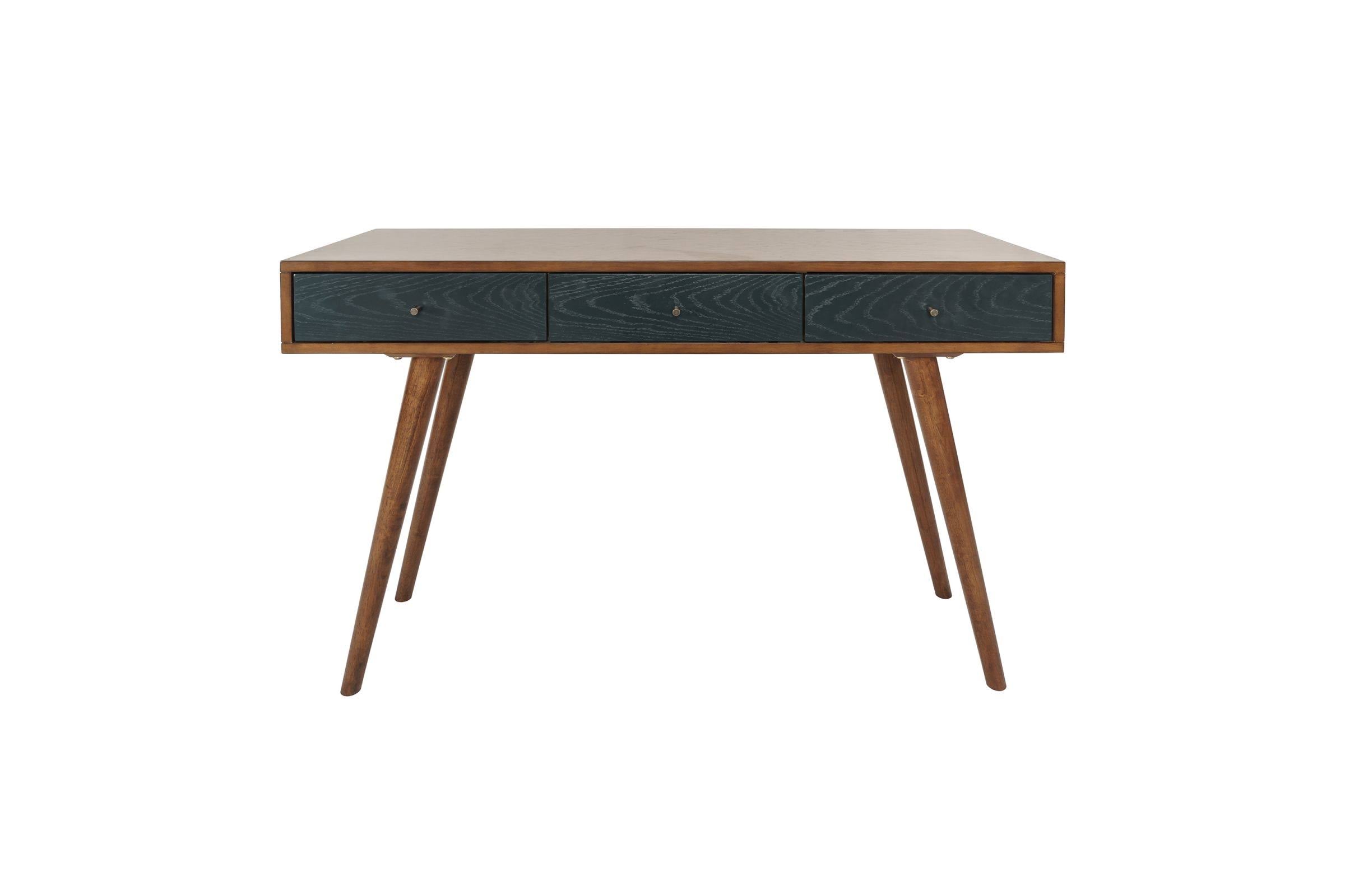 Blue/Pecan 3 Drawer Writing Desk N721652