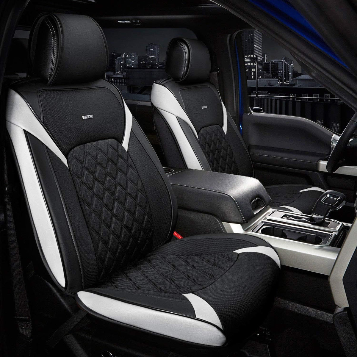Black with Yellow Accents Rear Seat Covers S35217