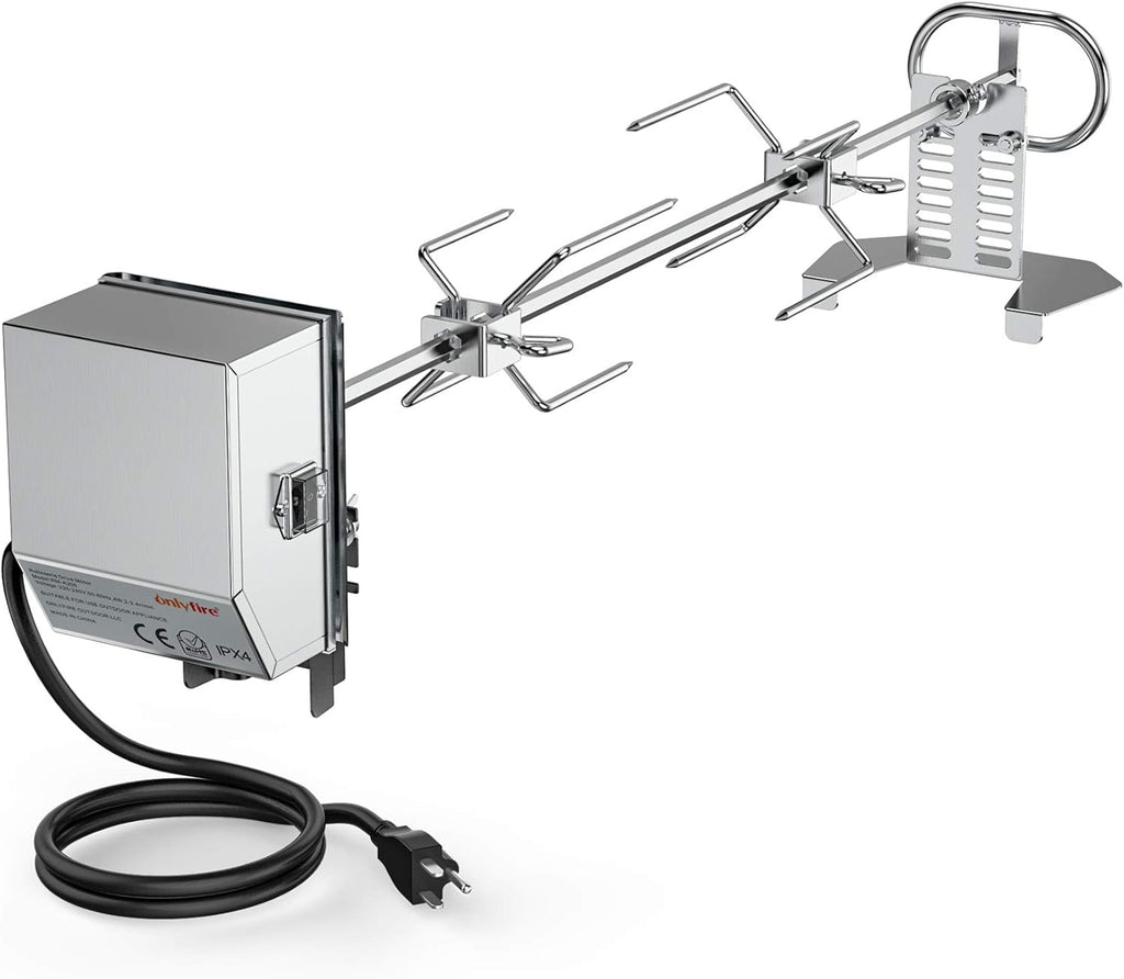 Stainless Steel Rotisserie Kit with 6 Watt 110V Electric Motor for Gas Grills, 28 × 0.35 Inch Hexagon Spit Rod Pack of 2 H788168