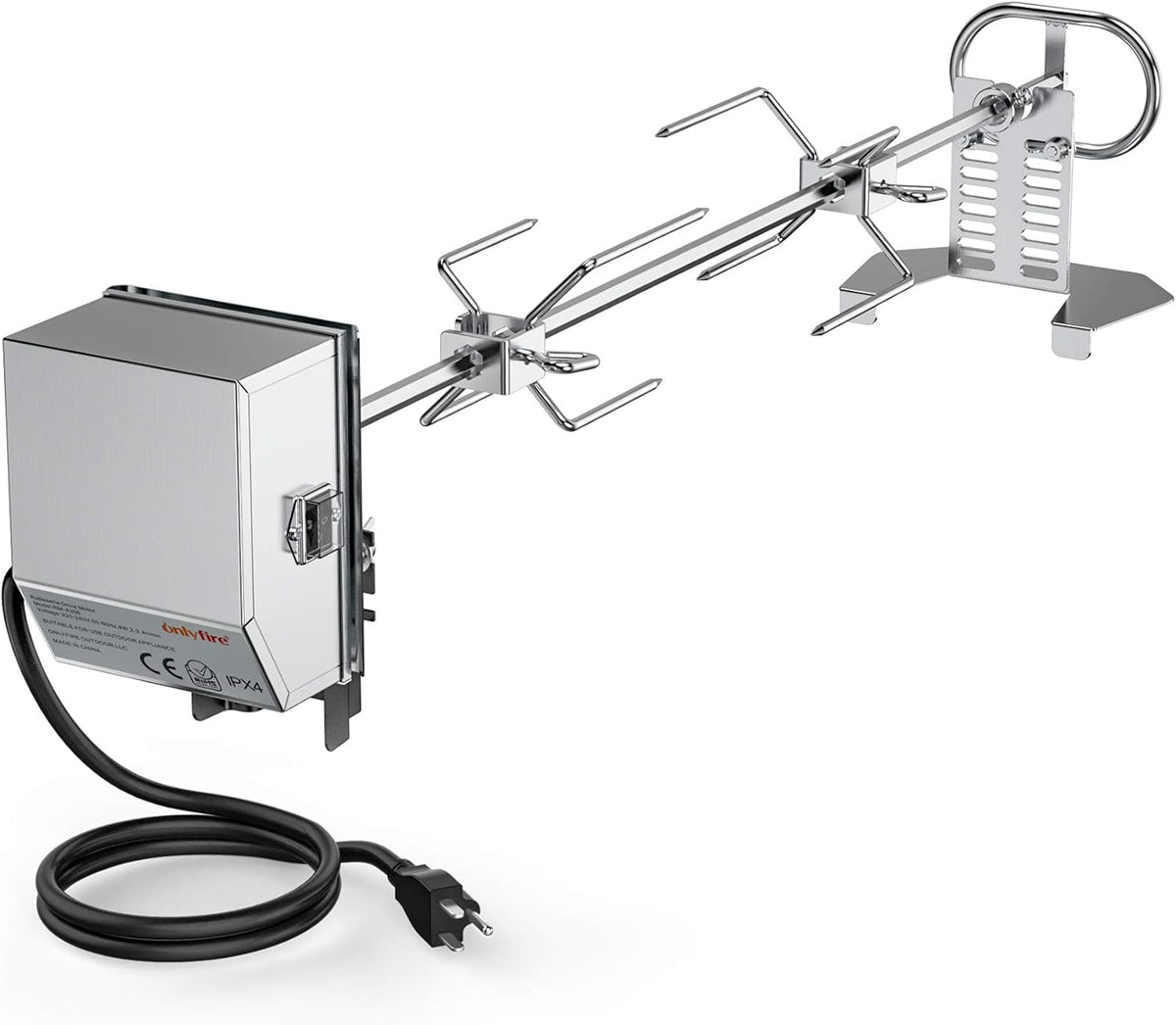 Stainless Steel Rotisserie Kit with 6 Watt 110V Electric Motor for Gas Grills, 28 × 0.35 Inch Hexagon Spit Rod Pack of 2 H788168