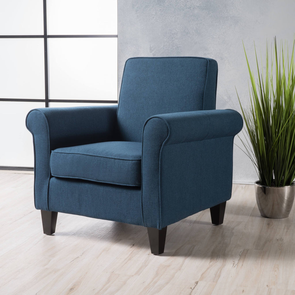 Dark Blue Padded Fabric Club Chair W63753