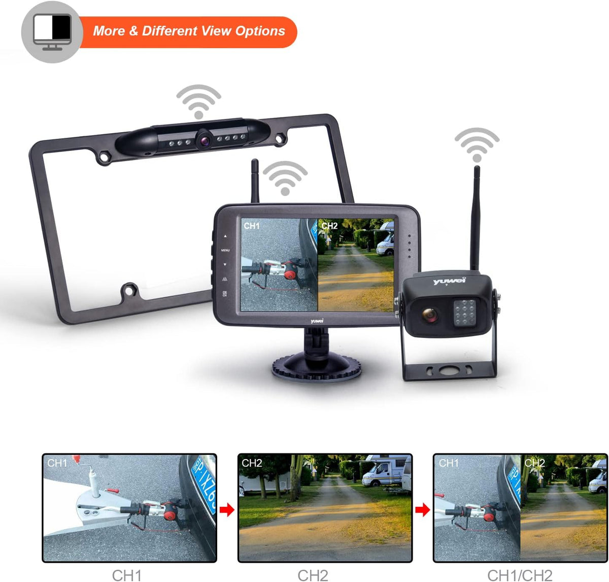 Wireless Backup Camera with 5 inch Split Screen D44507