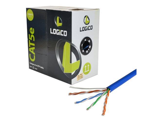 Cat5e UTP Plenum Cable 1000ft Blue with RJ45 Crimp Tool and Plugs Kit O276453