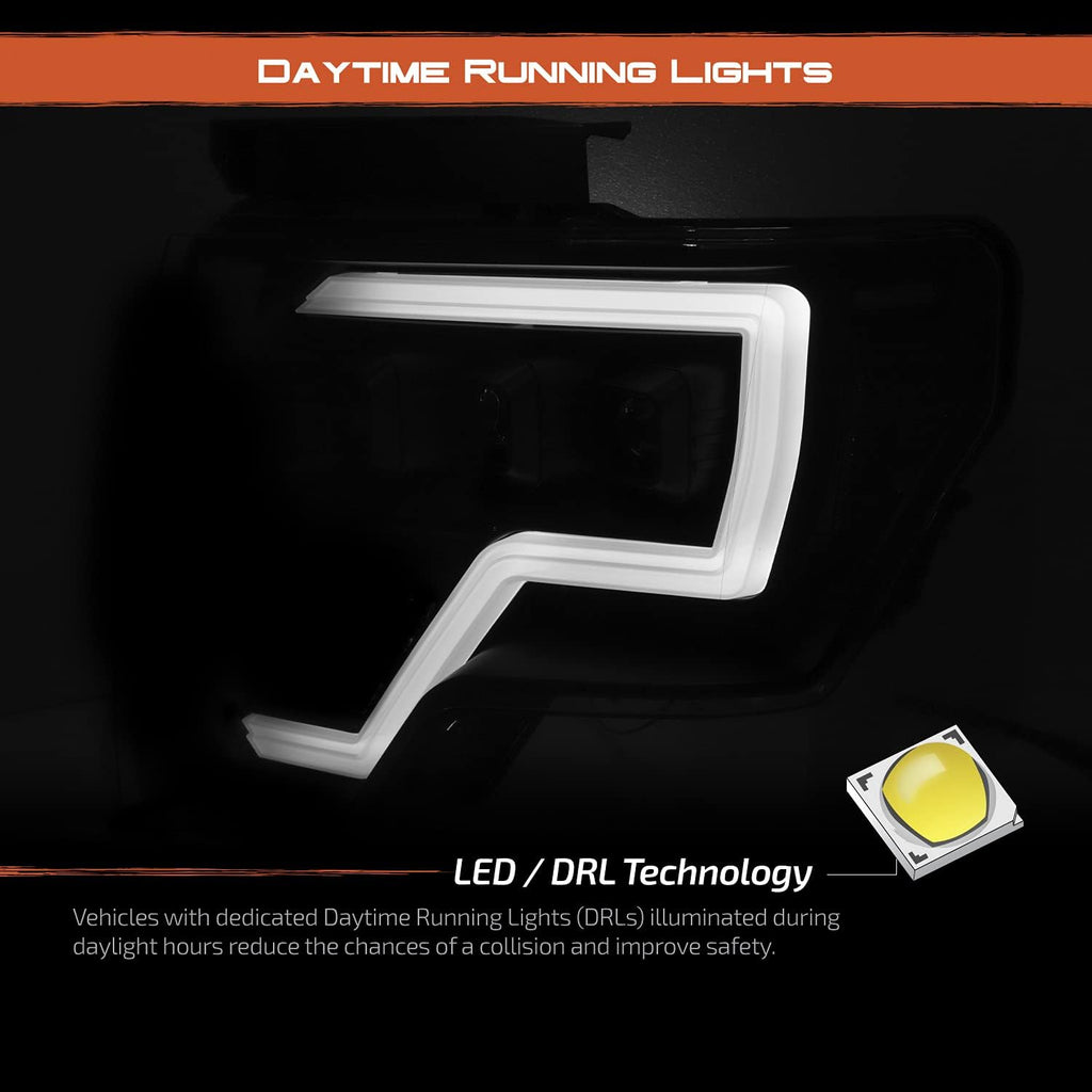 Black Projector Beam Headlights Pair H7143