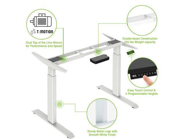 White Adjustable Electric Stand Up Desk Frame J11893