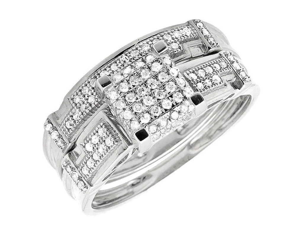 10K White Gold Diamond Trio Engagement Ring 0.50 Ct W649884