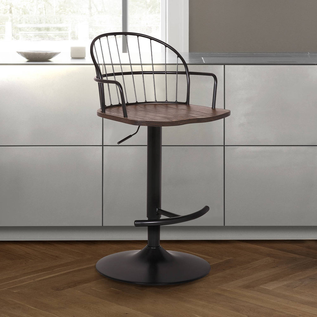 Black Powder Coated Adjustable Barstool J66876