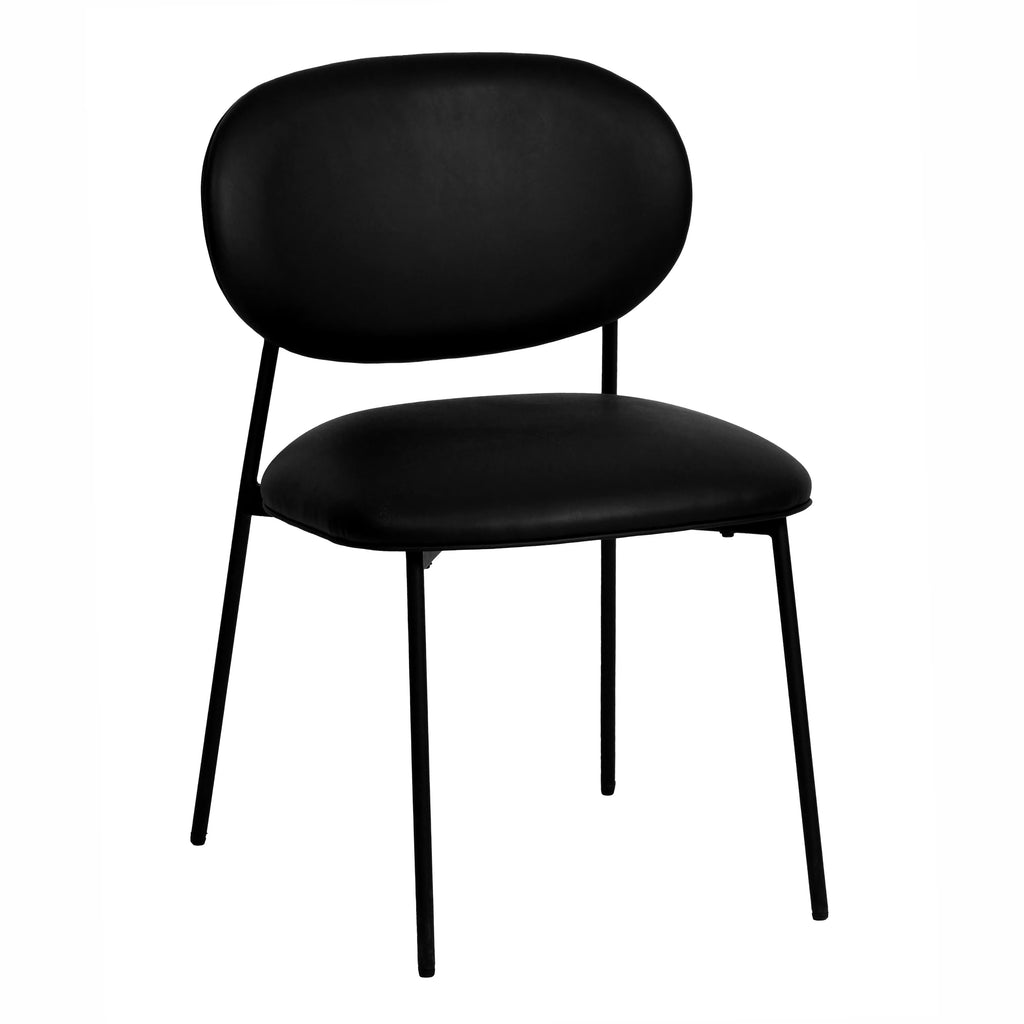 Black Vegan Leather Stackable Dining Chair Set of 2 X965493