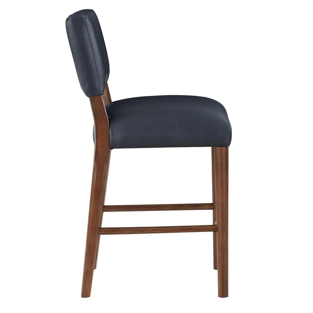 Blue Faux Leather Wood Counter Stool F713417