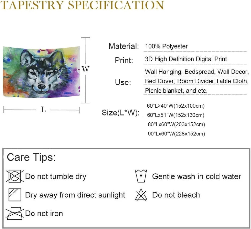 Rainbow Dogs Paw Footprints Black Tapestry Wall Hanging 60"x51" O49652