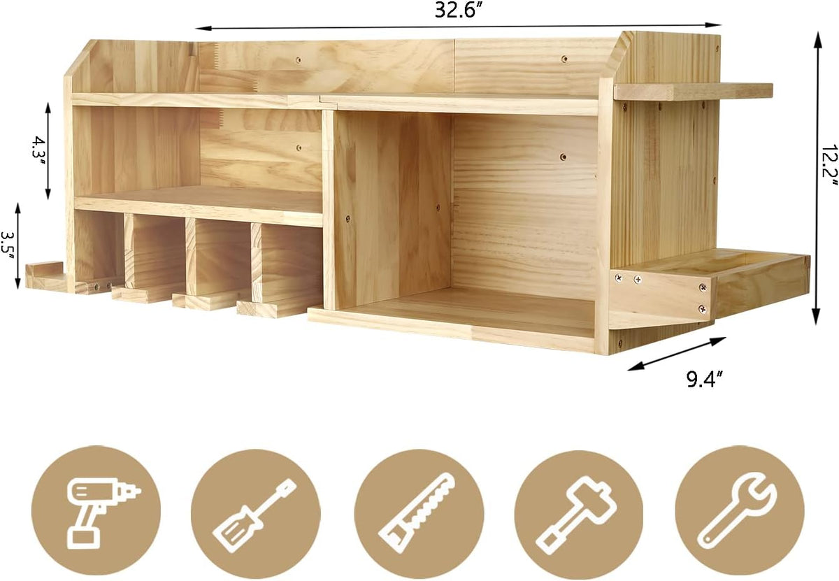 Power Tool Organizer Wall Mount, Drill Holder Storage with 5 Tool Slots R335246
