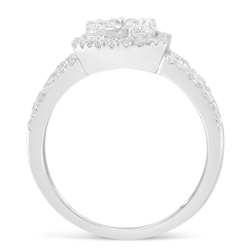 14K White Gold Diamond Cluster Ring L82549
