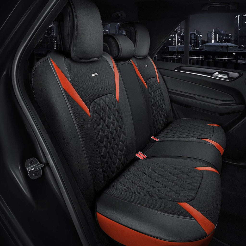 Black with Yellow Accents Rear Seat Covers S35217