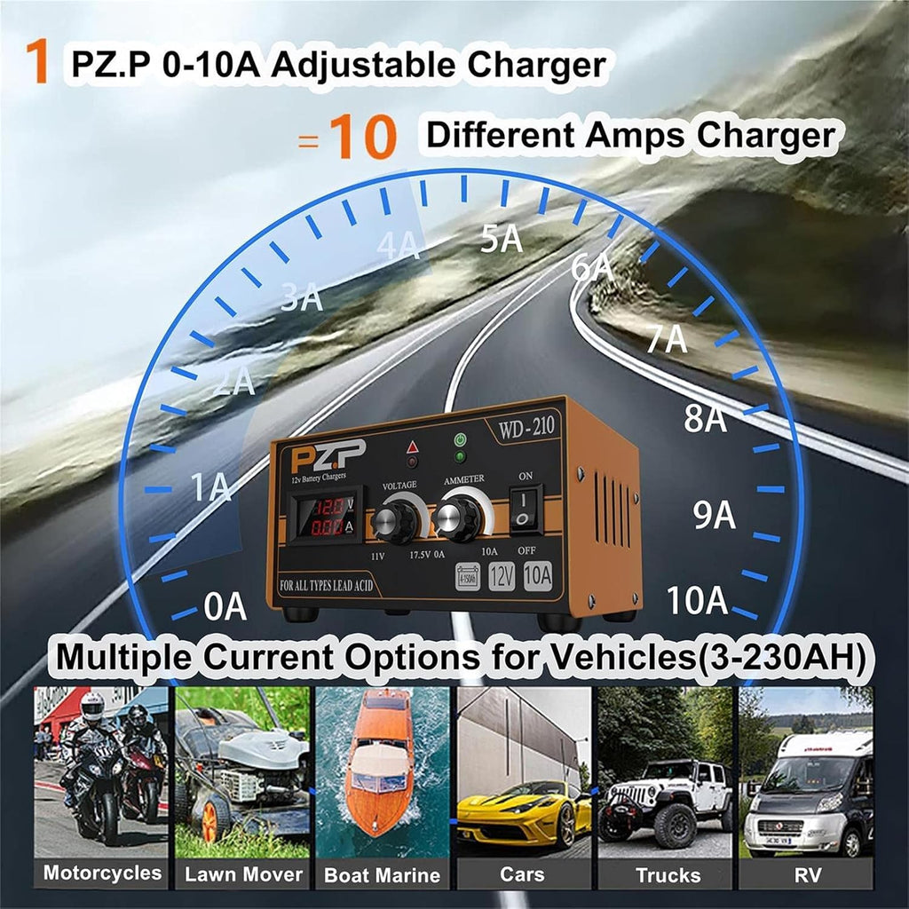 Manual Battery Charger 12V/24V Automotive Car Truck Boat Battery Chargers Maintainer Trickle Charger B256629