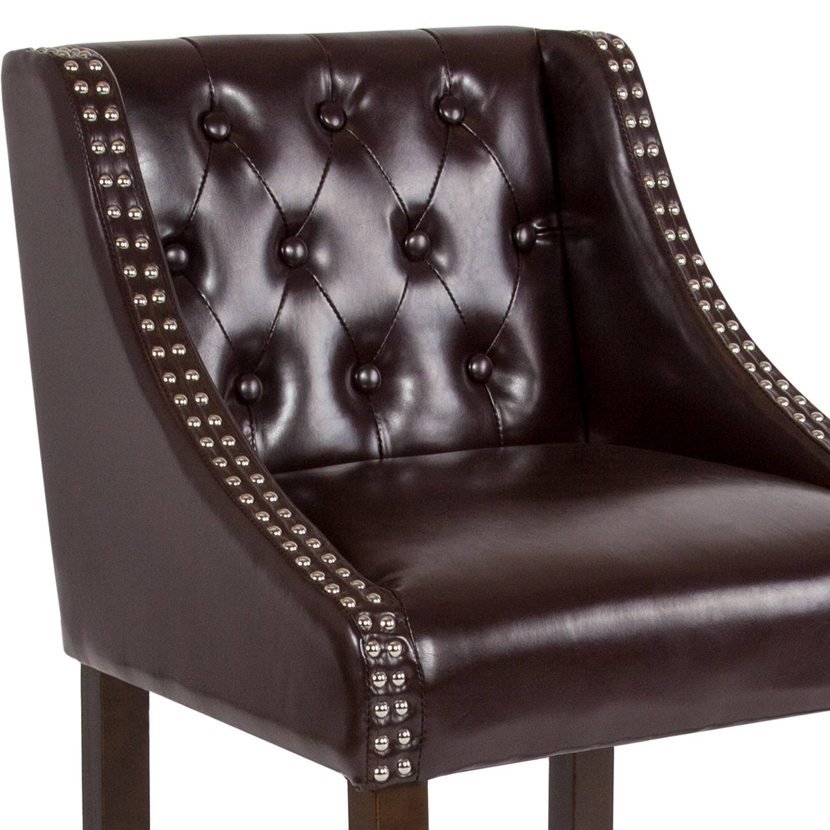 Tufted Walnut Counter Height Stool in Brown LeatherSoft M995696