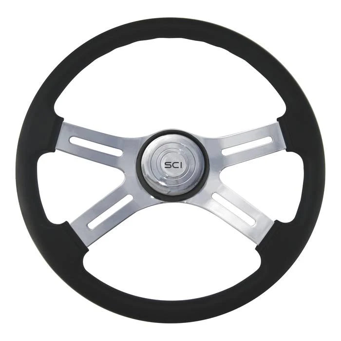 Black 4-Spoke Poly Steering Wheel 18inch Diameter D317250