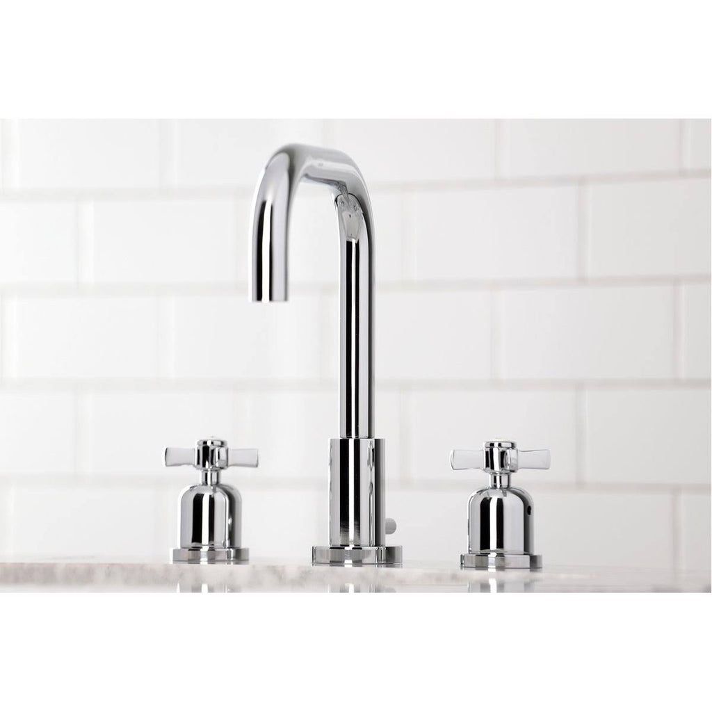 Matte Black Widespread Bathroom Faucet with Brass Pop-Up D271057