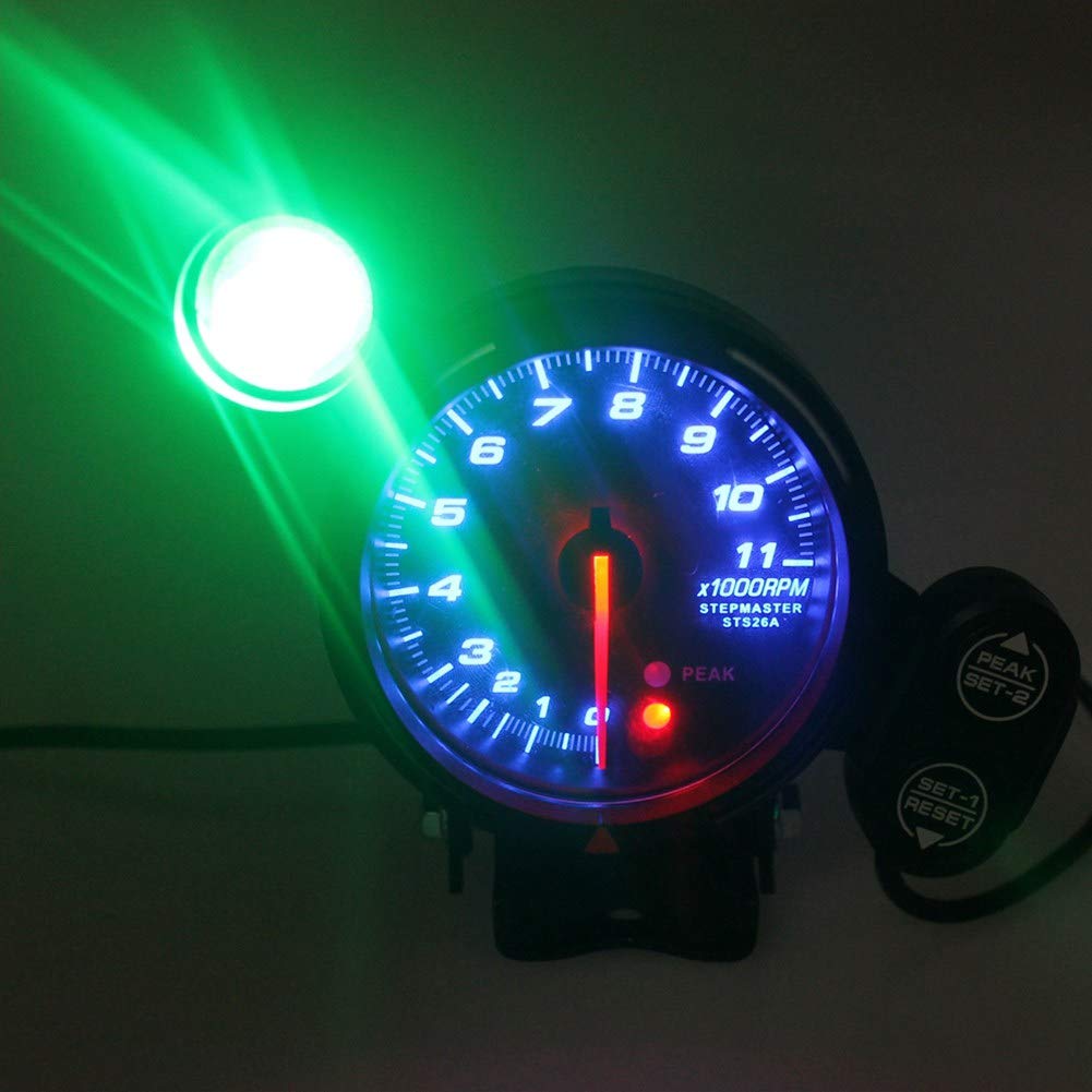 12V 3.75 Inch 11000 RPM Blue LED Tachometer Gauge Kit with Shift Light K189198