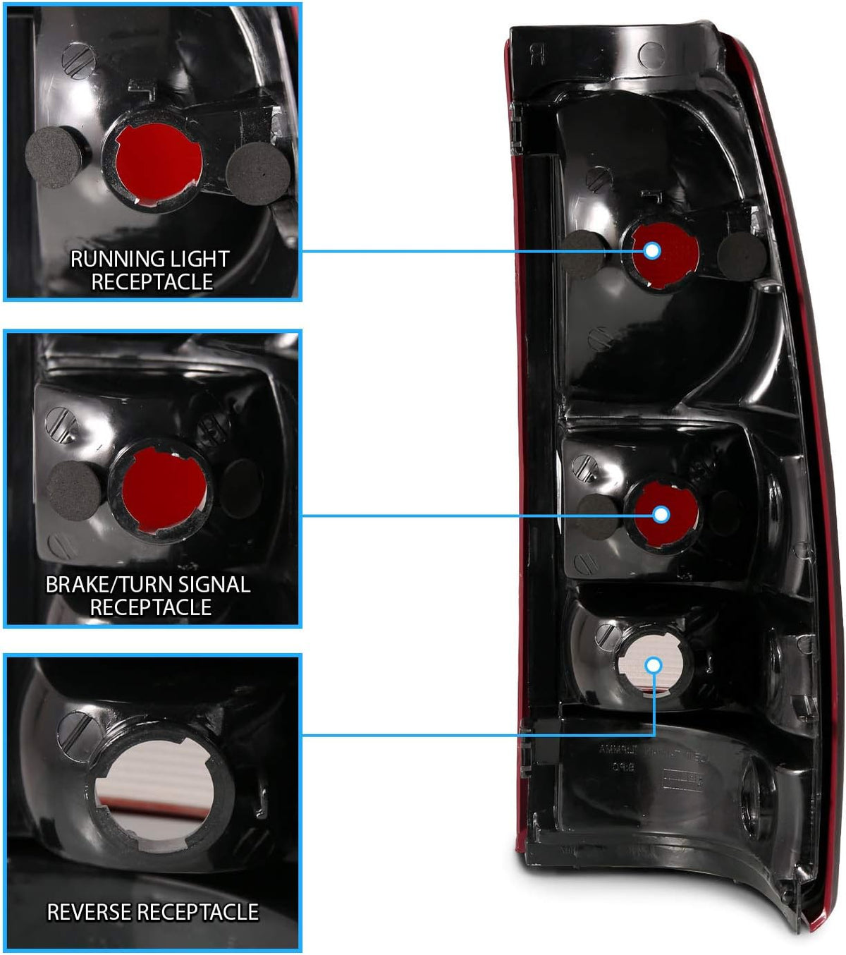 Dark Red Replacement Brake Tail Lights B5699