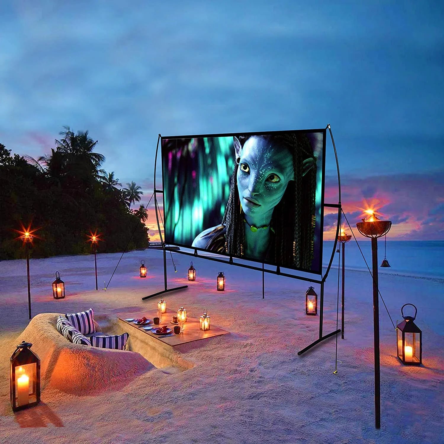 120 Inch Foldable Portable Projector Screen with Stand V97117