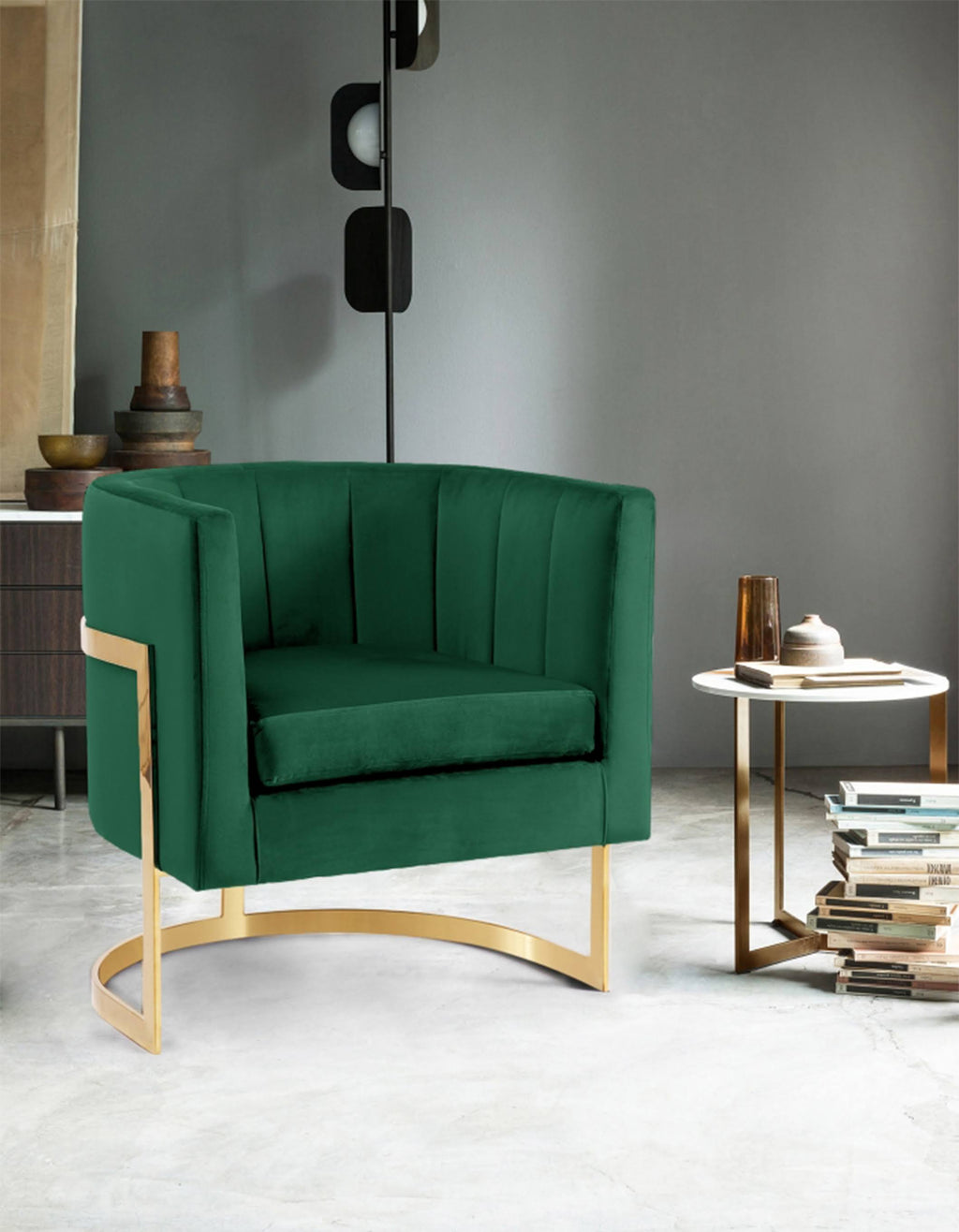 Green Velvet Accent Chair Q915