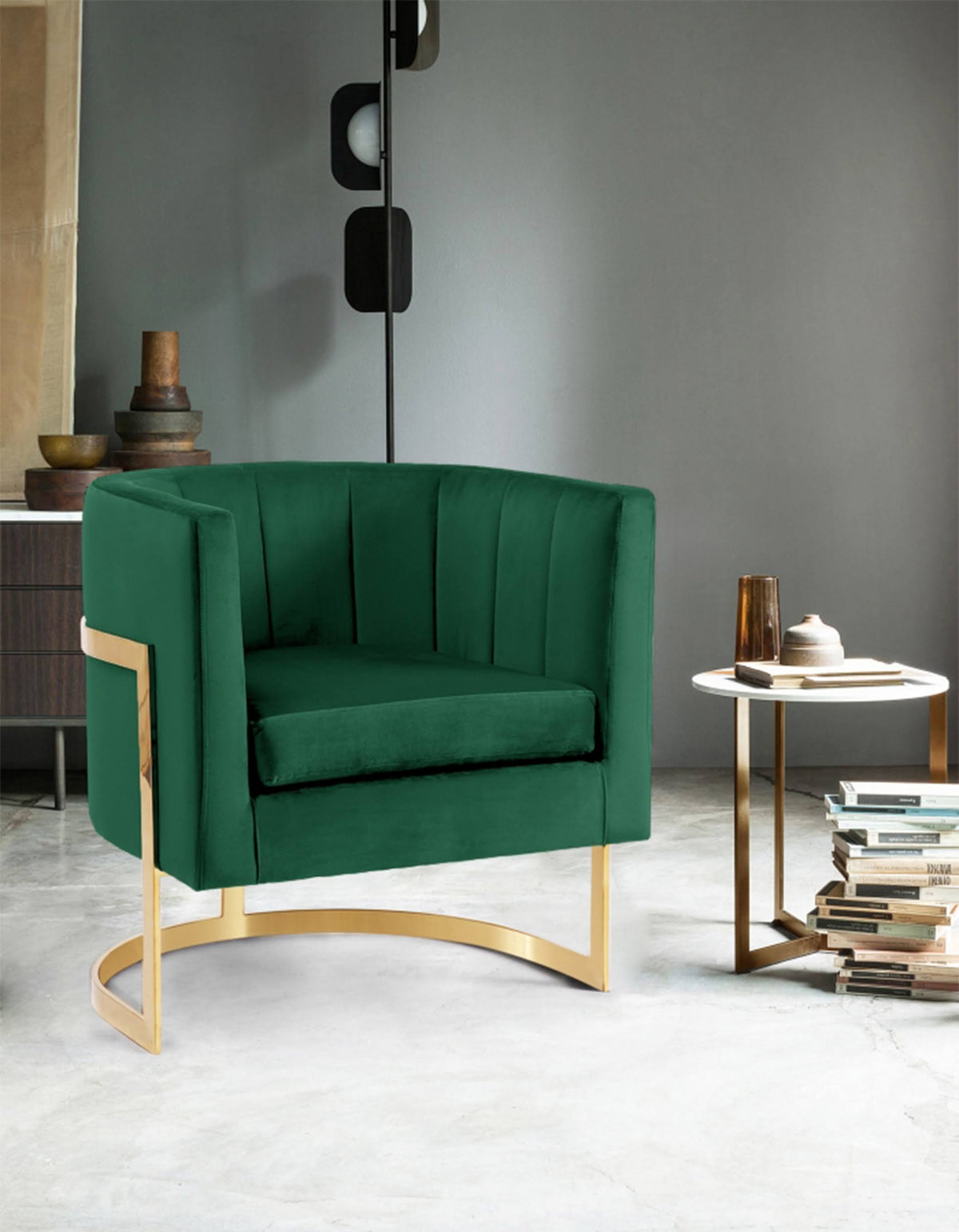 Green Velvet Accent Chair Q915